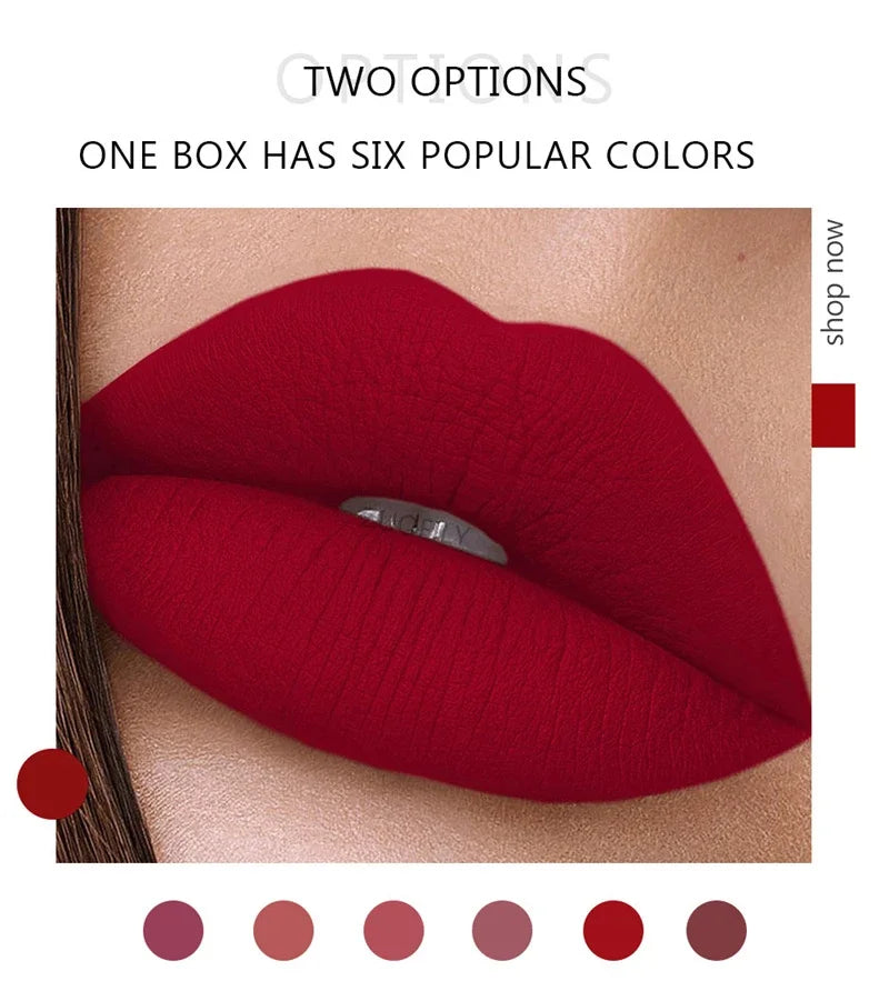 HANDAIYAN 1/6 PCS Lipstick Set Make-up for Women Non Stick Cup Waterproof Long Lasting Cosmetics Korean Makeup Matte Lipstick