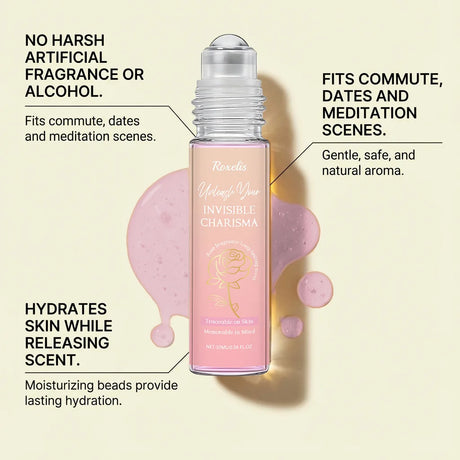 Women‘s Rose Perfume Rollerball, Light & Elegant Scent, Long Lasting & Portable for Day & Date, Fresh Natural Fragrance Gift