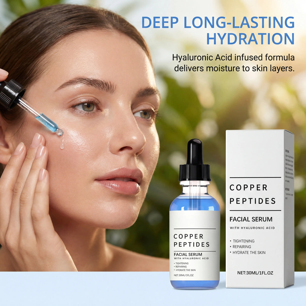 Copper Titanium Essence Hyaluronic Acid Serum For Sensitive Dry Moisturizing Brightening Soothing Face Skin Care Essence