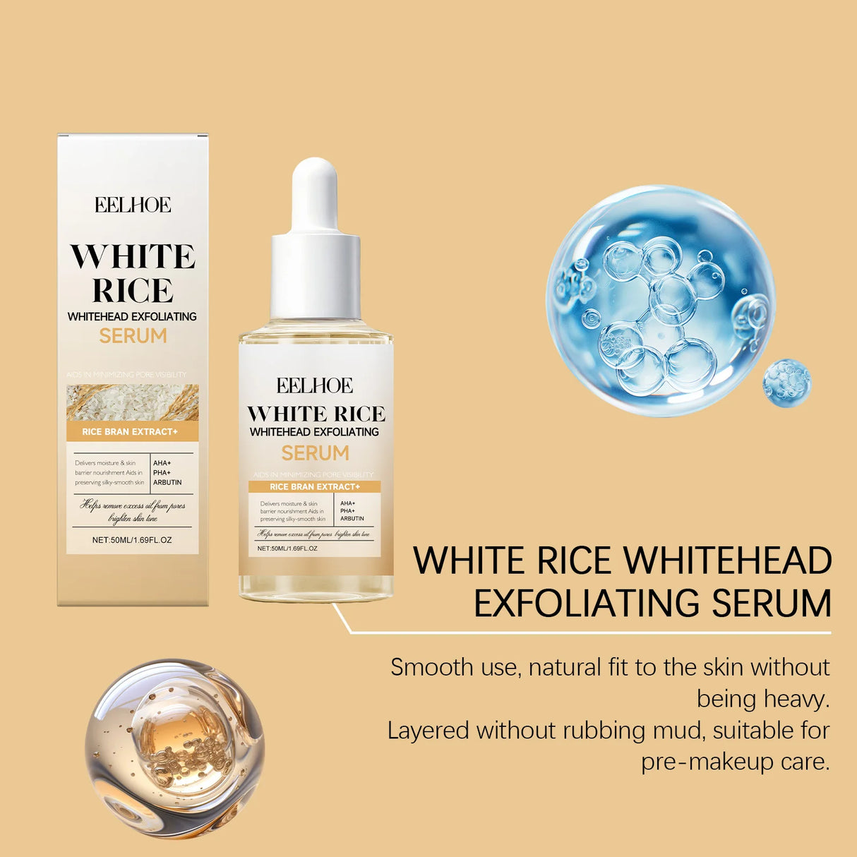 Black & White Rice Exfoliating Serum Set BHA Niacinamide Pore Minimizing & Brightening Blackhead Whitehead Remover Skincare Set