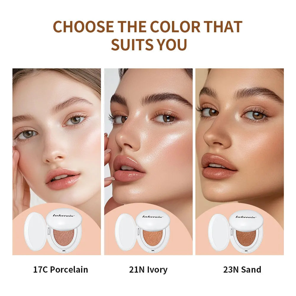Dewy Glow Cream Cushion Foundation Hydrating 24H Long Lasting Moisturizer Natural Light Coverage Radiant Skin Finish Daily Portable Face Makeup Cosmetic