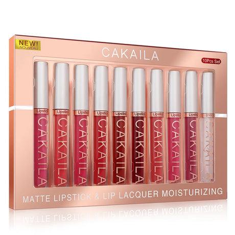 4pcs/10pcs/set Nude Lip Gloss Matte Velvet Lipstick Waterproof Long-lasting Liquid Lipstick Women Moist Lip Tint