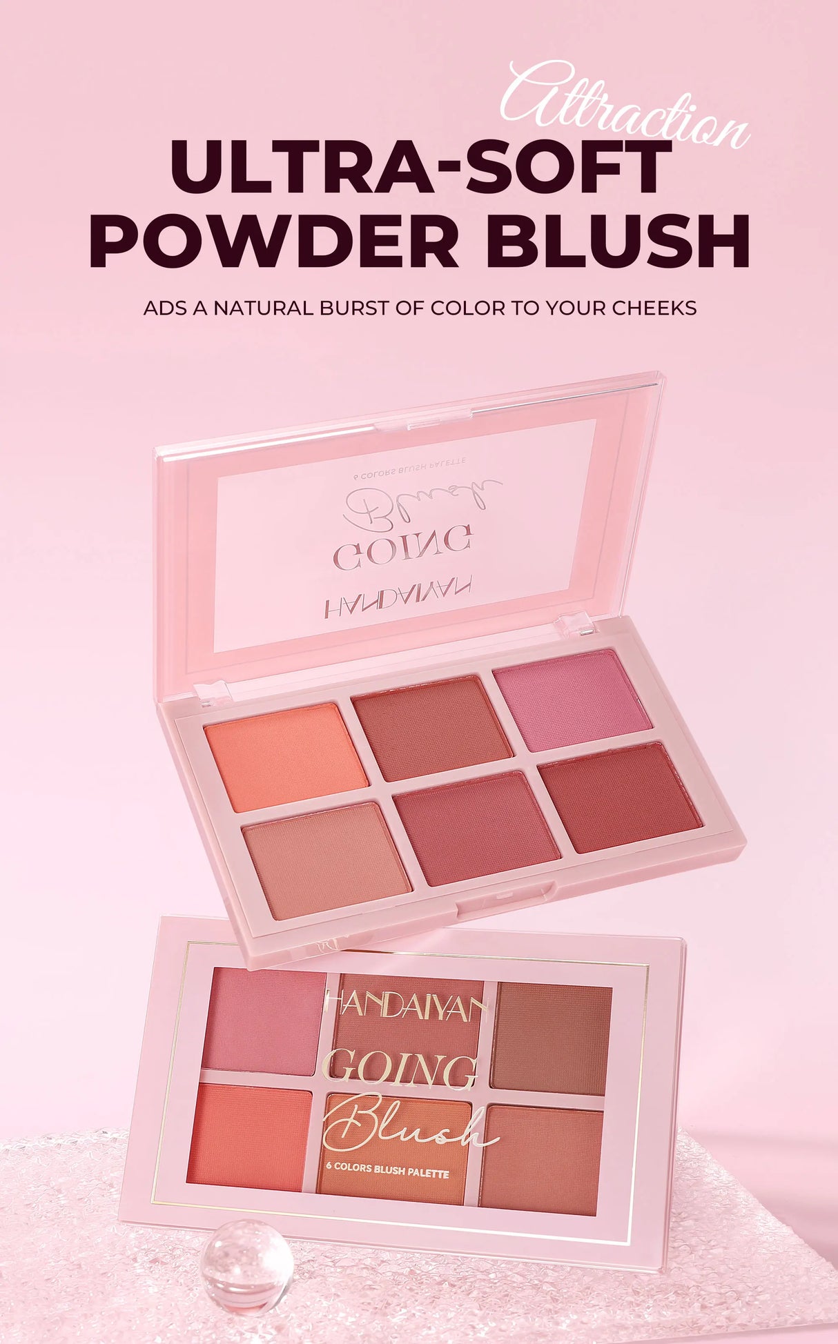 Long Wear Blush Makeup Palette Buildable Color Velvet Finish Face Powder Cheek Contouring Brightening