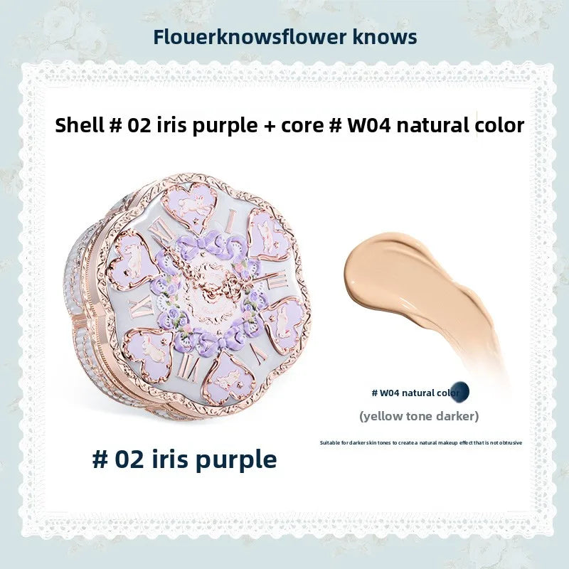 Flower Knows Makeup Base Garden Air Cushion Foundation CC Cream Skin Friendly Concealer Makeup Moisturizing Natural Coverage