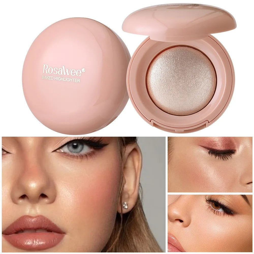 3D Face Highlighter Powder Instant Silky Baked Shimmer Illuminator Makeup Natural Glossy Brighten Contouring Glitter High Gloss