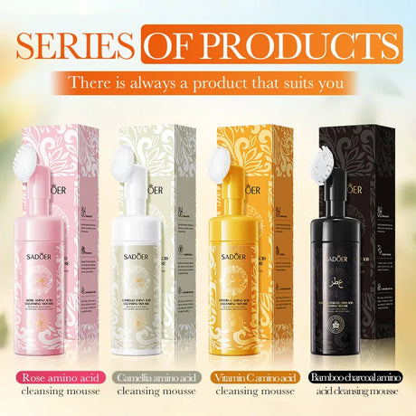 SADOER Vitamin C Facial Cleanser Deep Cleansing Face Wash Foam Moisturizing Whitening Face Wash Massage Cleansing Foam Skin Care