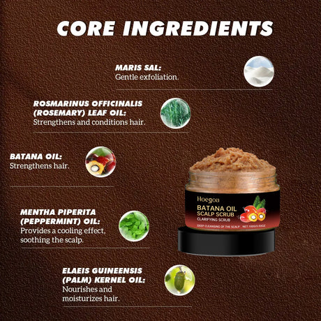 Batana Oil Scalp Scrub for Strengthening Hair Deep Cleaning Nourishing Soothing Shampoo for Sensitive Scalp Hair Care