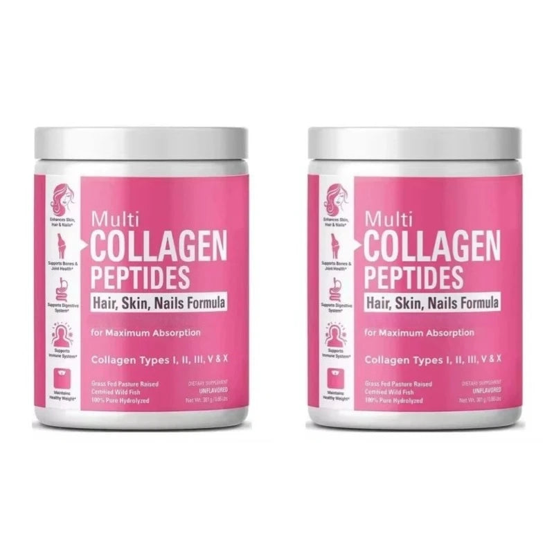 Multi Collagen Peptides Powder – Types I, II, III, V, X, Hydrolyzed Collagen for Women 99% Absorption Skin Hair Nails Joints