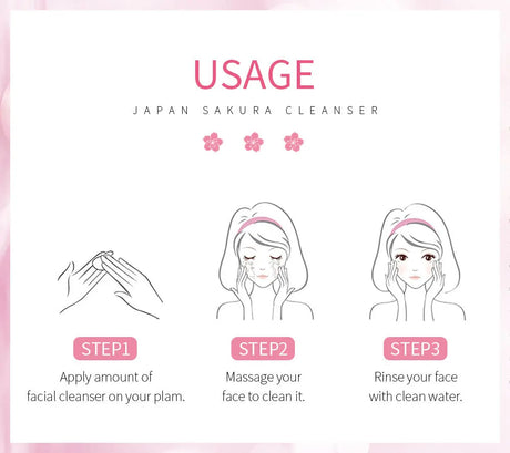 Laikou Sakura Facial Cleanser Deep Cleansing Pores Oil Control Moisturizing Brightening Face Wash Gentle For All Skin Types 50g