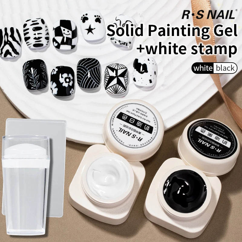 RS NAIL 5g Painting Gel Nail Polish Black White Nail Painting Art Gel Line Flower Drawing Gel Semi-solid UV LED Soak Off Varnish