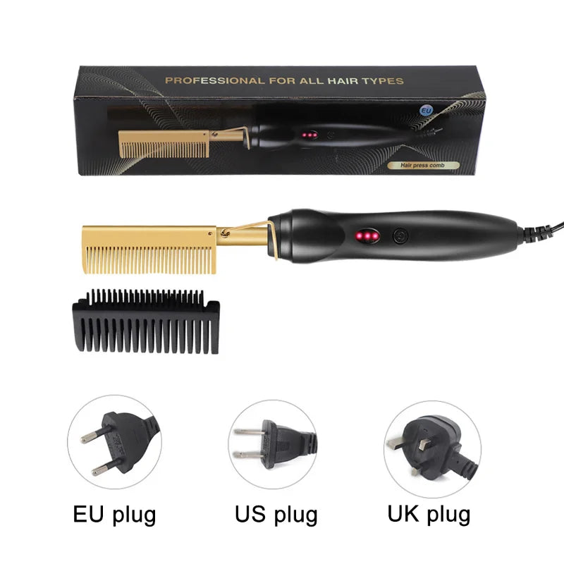 Electric Hot Heating Comb Hair Straightener Curler Flat Irons Wet Dry Hair Iron Straightening Brush Hair Styling Tools