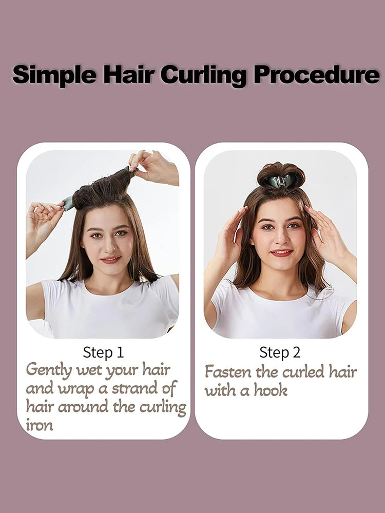 Heatless Hair Curling Rod Headband No Heat Soft Flexi Rollers Lazy Curls with Hook Sleeping Hair Styling Tool for Natural Look