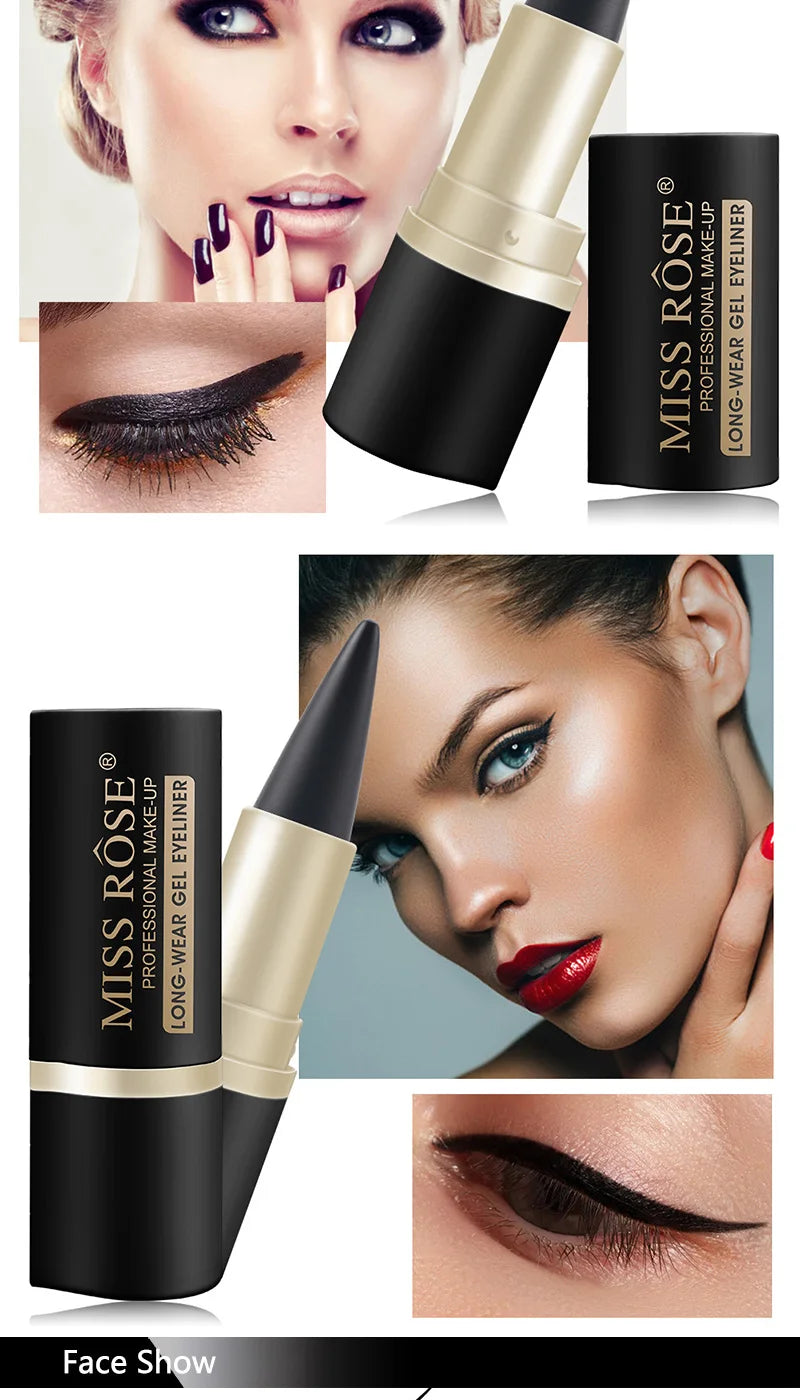 MissRose Waterproof Eyeliner Gel Matte - 24H Quick-drying Rich Pigment Single Head Gel Pencil Smudge-proof Long-lasting Black