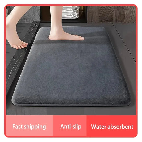 Coral Velvet Absorbent Quick Drying Door Mat Solid Color Bathroom Mat Bathroom Floor Mat Door Mat Household Non Slip Foot Mat