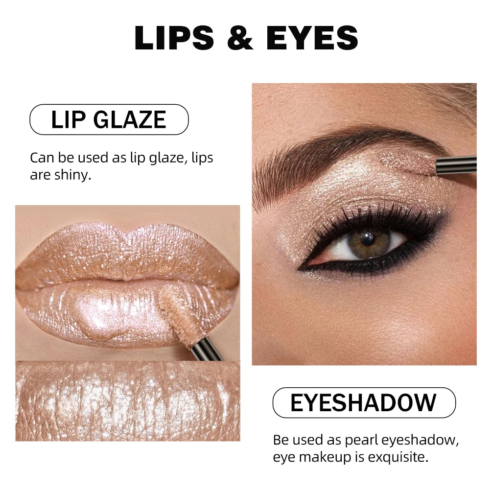 QIBEST Metallic Glitter Liquid Lipstick Makeup Waterproof Lip Gloss Long-lasting Shimmer Metal Diamond Lip Glaze Tint Charming