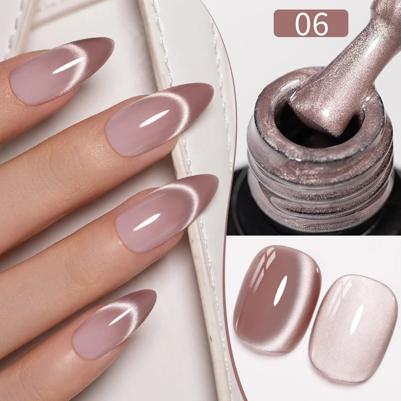 PUENTE 7.5ML Nude Shade Moonlight Cat Magnetic Gel Nail Polish Ultra-Bright Cat Eye Soak Off UV Semi-Permanent Varnish Manicure