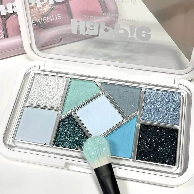 Mint diffuse pink blue small pink frame nine-color eyeshadow palette low saturation clear mint green pearl matte gentle pure des