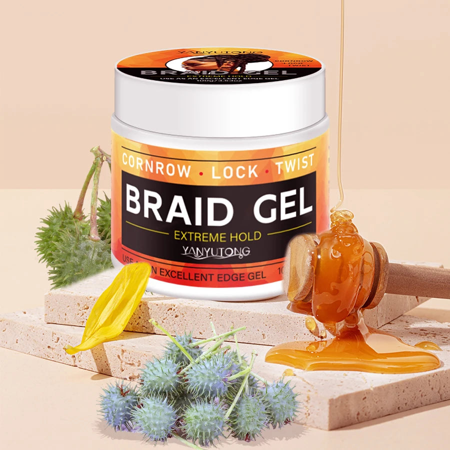 Styling Braiding Gel Wax Carbomer Long Lasting Strong Hold Pomade Anti-Frizz Smooth Hair Finishing Shaping Hair Edge Control