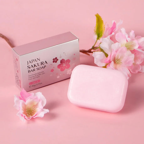 LAIKOU Sakura Facial Body Whitening Soap Reduces Acne Dark Spot Deep Cleaning Cutin For Face Body Skin Care 90g 