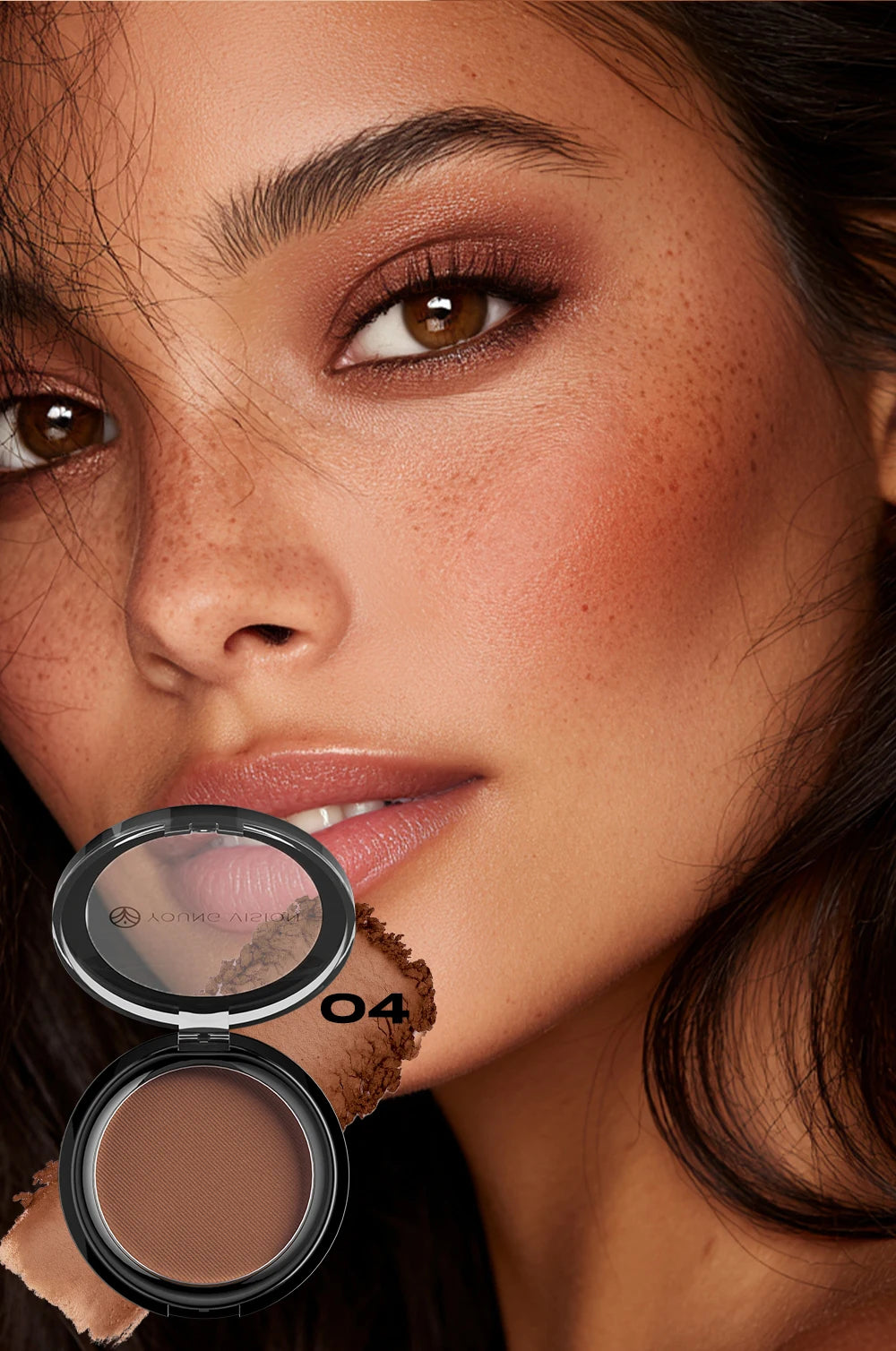 Professional matte contour powder tray creates a 3D facial contour, with long-lasting bronzing powder for setting makeup