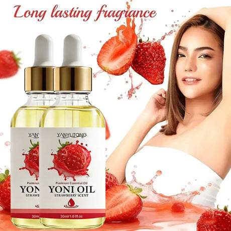 30ml Yoni Oil, Strawberry Scented, Natural & Plant-Based, PH Balance, Odor Eliminator, Feminine Care, Moisturizer