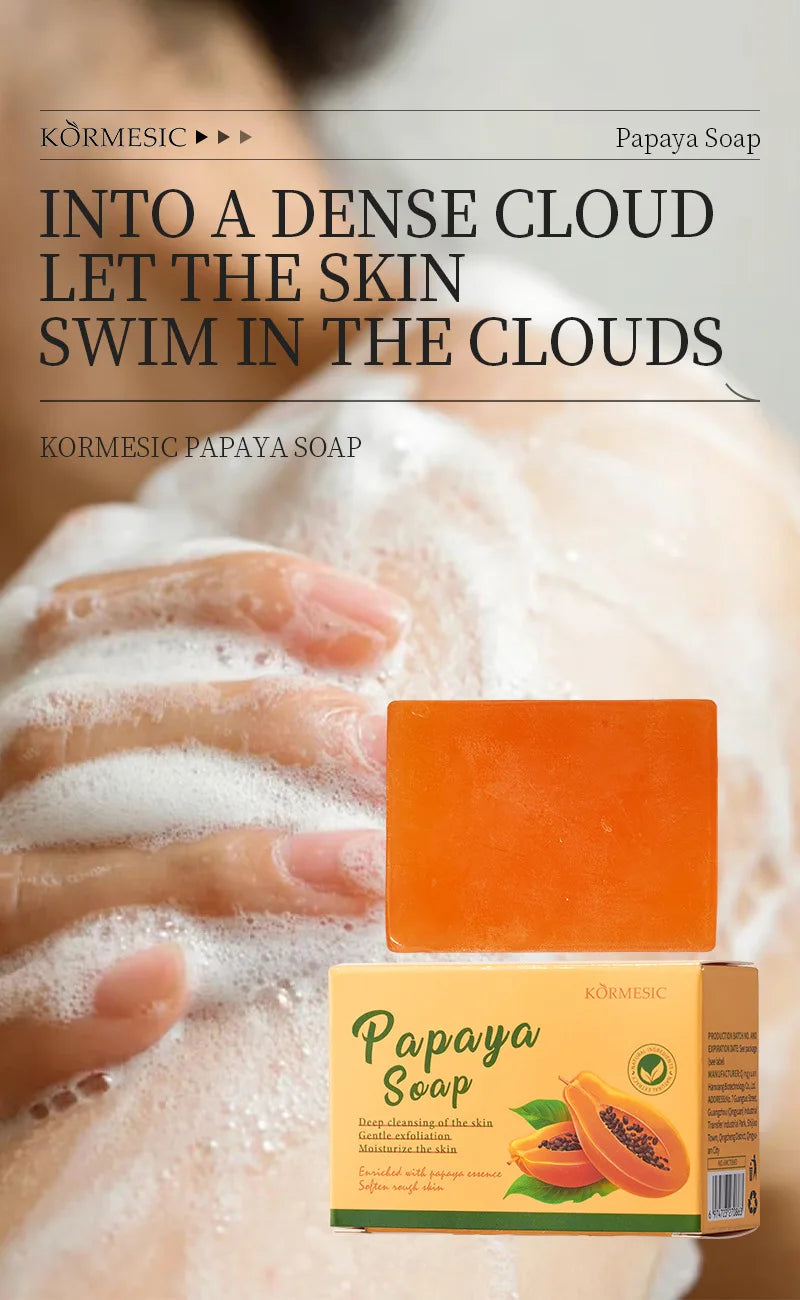 100g KORMESIC Hand Made Papaya Soap Shower Facial Soaps for cleansing anti-acne whitening brightening removing acne