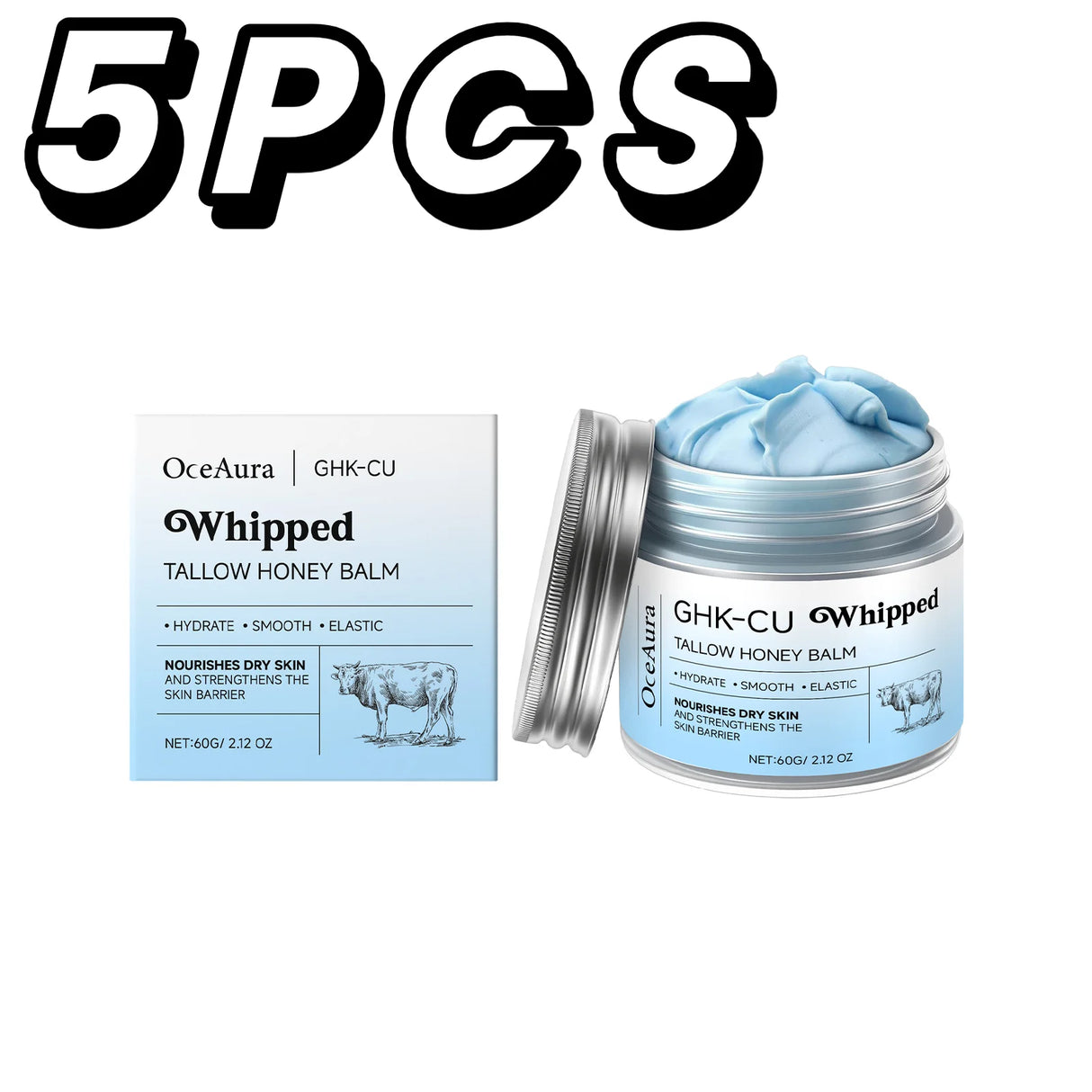 Copper Peptides GHK-Cu Beef Tallow for Skin: Blue Balm Manuka Honey Face and Body Moisturizer for Mature, Dry & Sensitive Skin