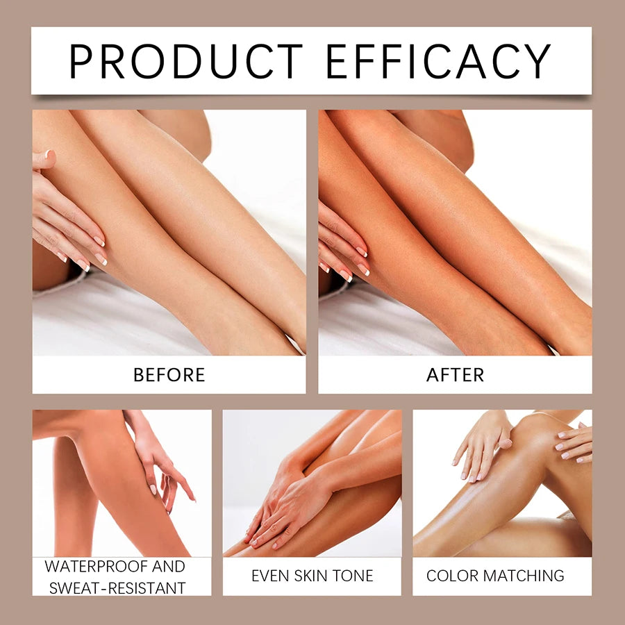 Leg Makeup Spray Waterproof Body Bronzing Mist Sunless Self Tanner Leg Concealer for Flawless Tan Glow 120ml