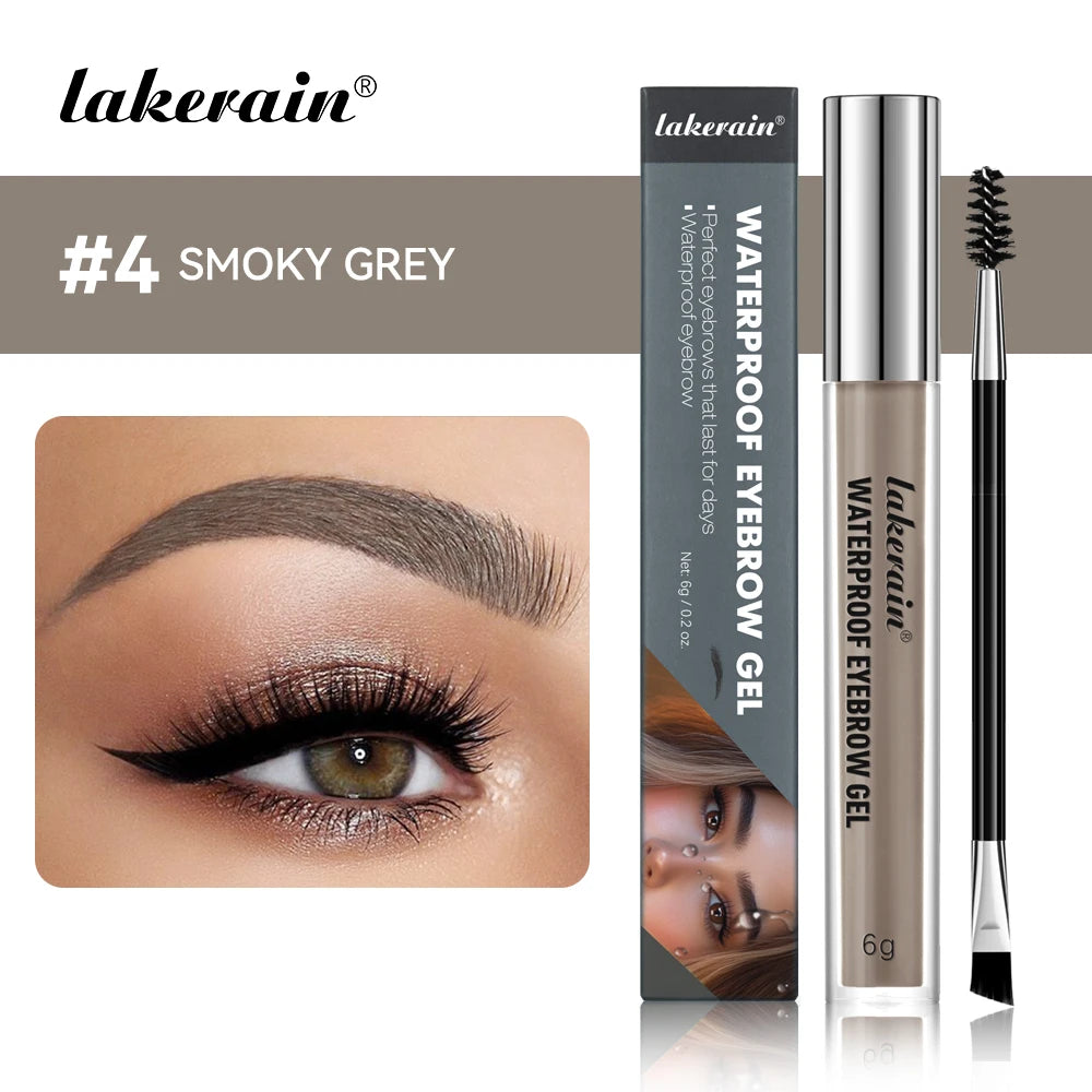 Lakerain Waterproof Eyebrow Gel Long Lasting Highly Pigmented Liquid Eyebrow Makeup Sweatproof Natural Black Brown