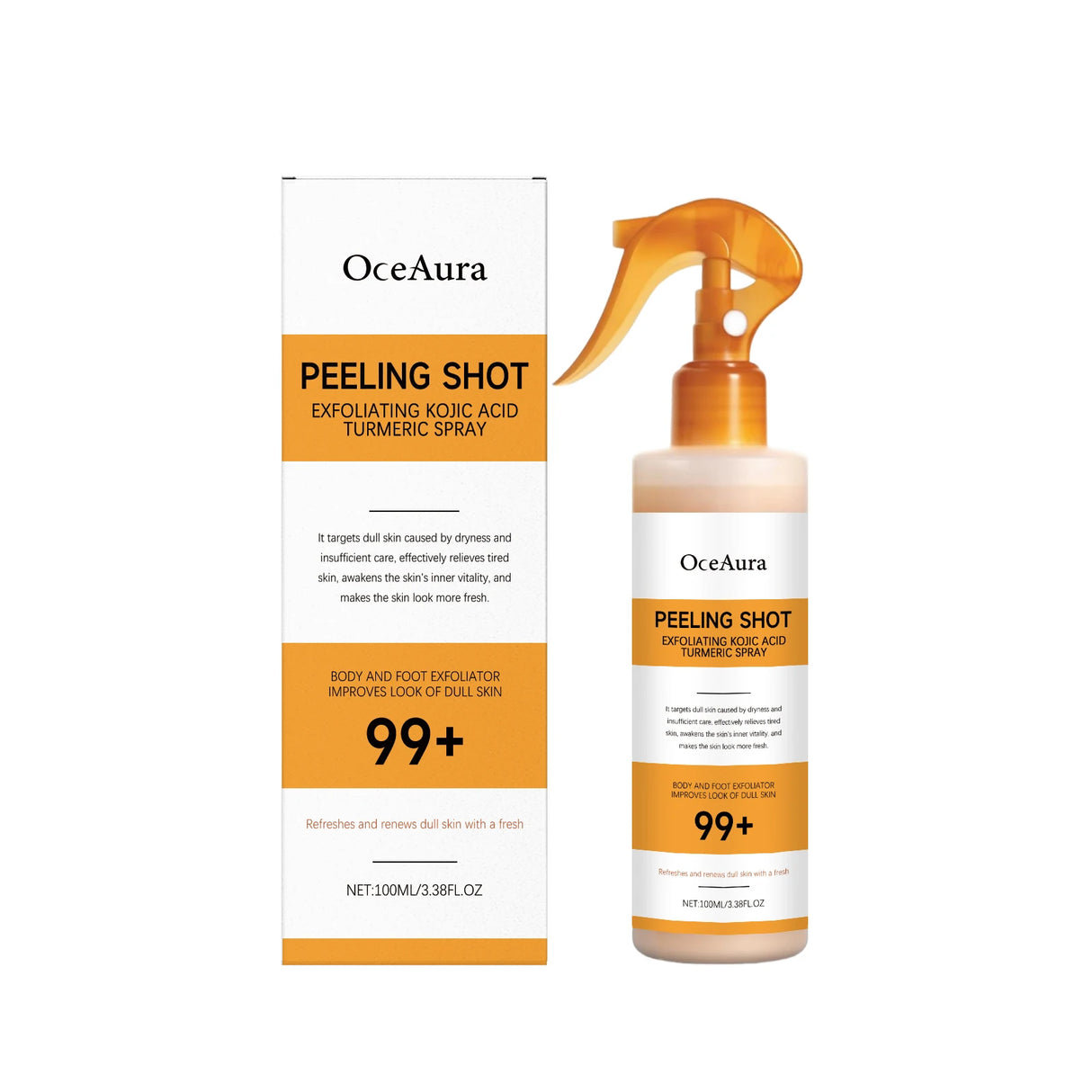Exfoliating Kojic Acid Turmeric Spray Gently Peeling Solution Hydrating Skin Brightening Mist for Smooth Skin Back & Foot Care