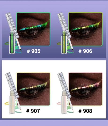 CHARMACY Duochrome Glitter Liquid Eyeliner Long Lasting Waterproof Smudgeproof Ultra Fine Tip Eye Liner Women Makeup Cosmetics