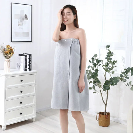 Wearable Cotton Bath Towel for Men and Women, Bath Skirt Wrap with Button, Shower Sauna, Spa Body Robe, Beach Towel, 140x70cm