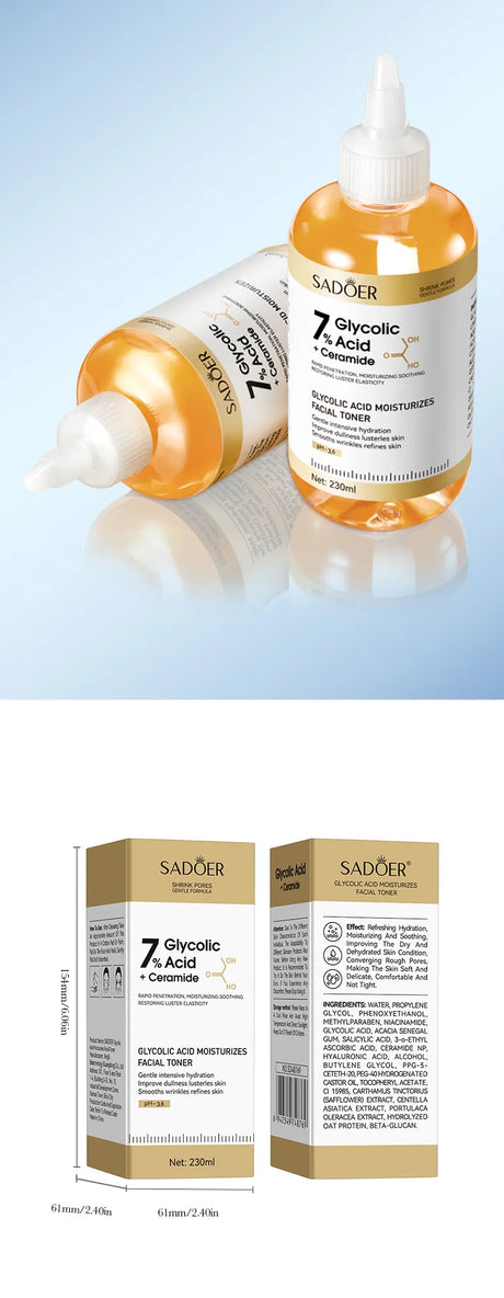 SADOER Glycolic Acid Toner Face Serum Facial Skincare Moisturizing Facial Toner Anti-aging Anti Wrinkles Face Essence Skin Care