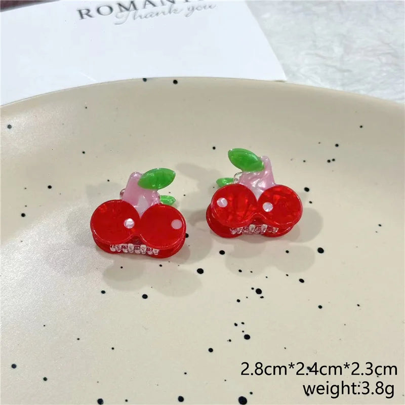 2Pcs/Lot Summer Style Women Hair Accessories New Mini Fruit Gripper Cute Strawberry Watermelon Imitation Fruit Shaped Hair Clips