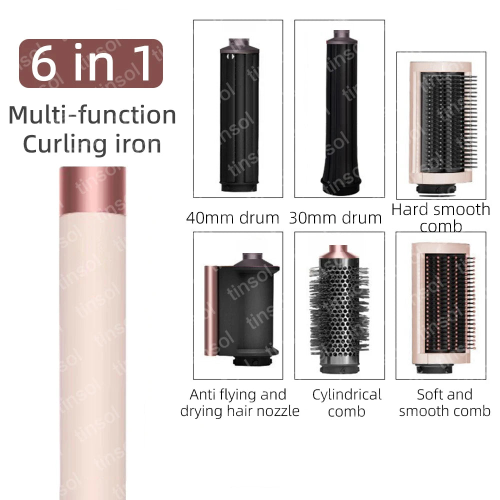 TINSOL 7 in 1 Multi-Function Hair Dryer & Styling Tool Automatic Curling Set 1300W Straightener Professional Salon Hair Dryer