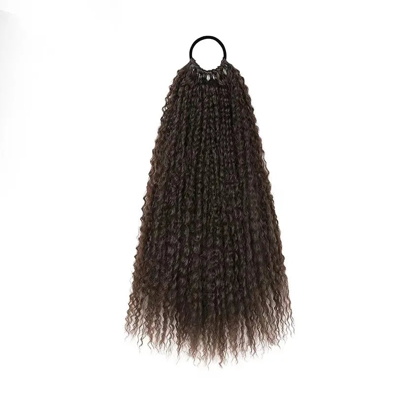 Synthetic wig Long curly hair fluffy explosive head corn whisker ponytail for women