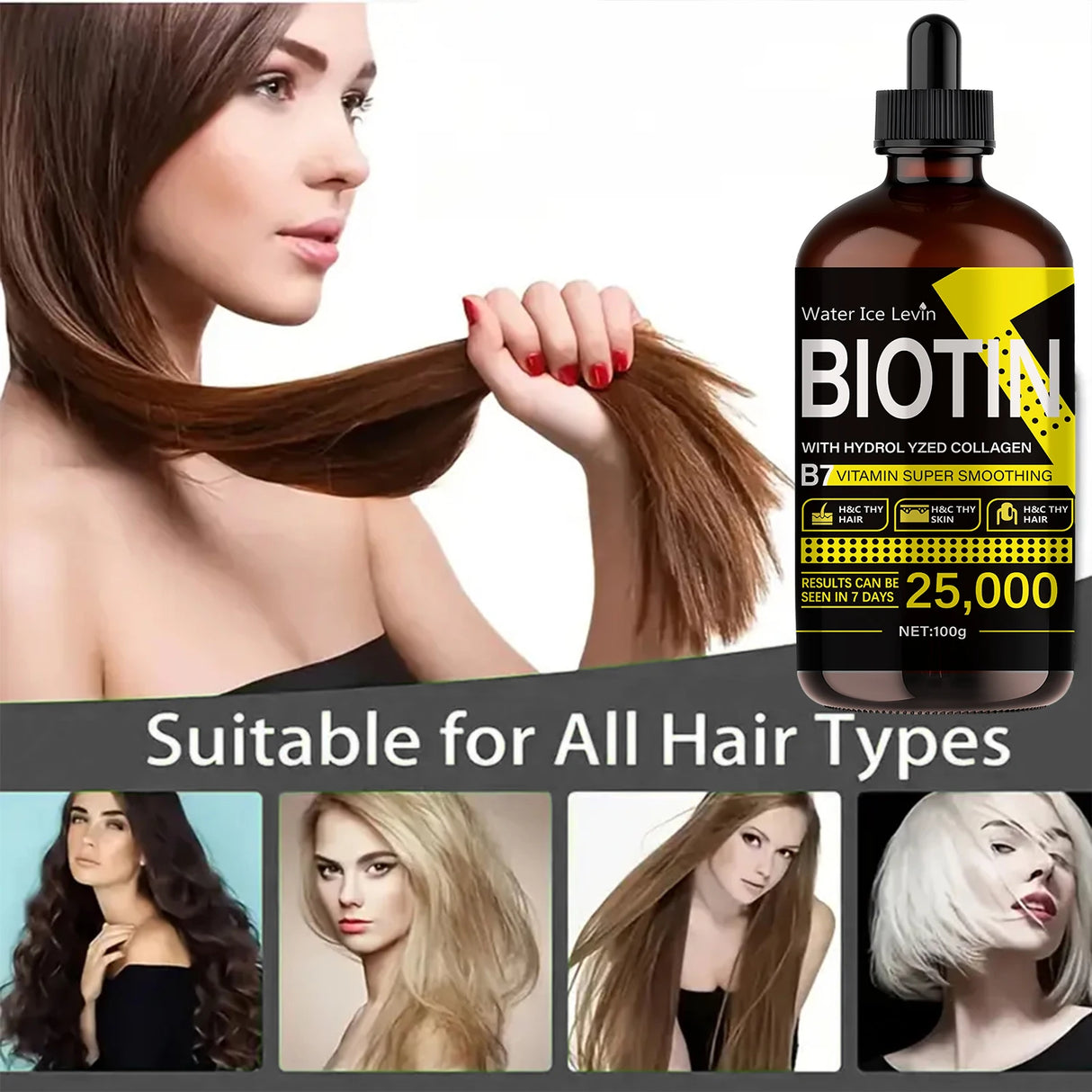 Biotin Hair Oil - Pure Liquid Vitamins for Hair Care, Adds Shine to Hair - Unisex