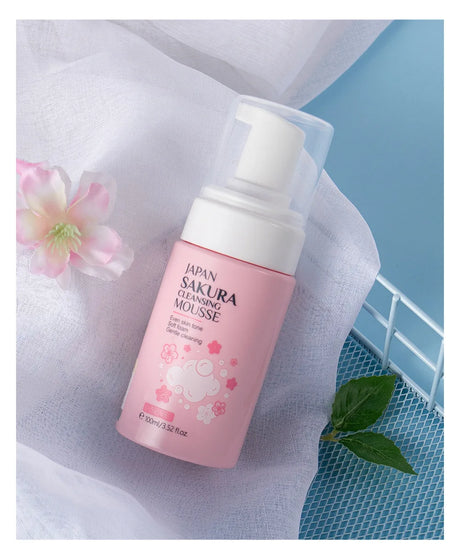 LAlKOU Japan Sakura Cleansing Mousse Facial Cleanser Shrink Pores Deep Clean Oil Control Moisturizing Skin Care 100ml