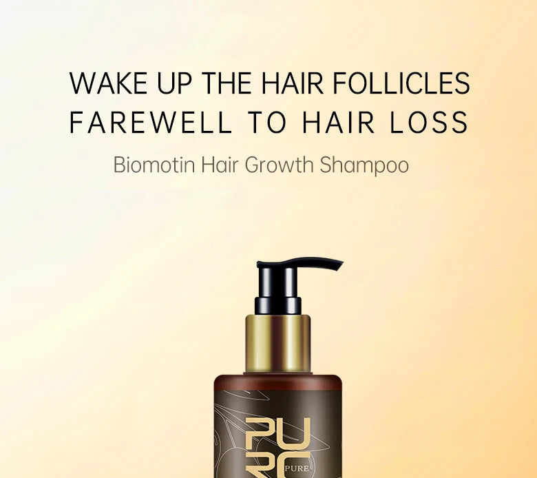 PURC 300ML Biotin Hair Shampoo Scalp Cleaning Nourishing Strengthen Roots Shampoos Hair Care Products for All Hair Types