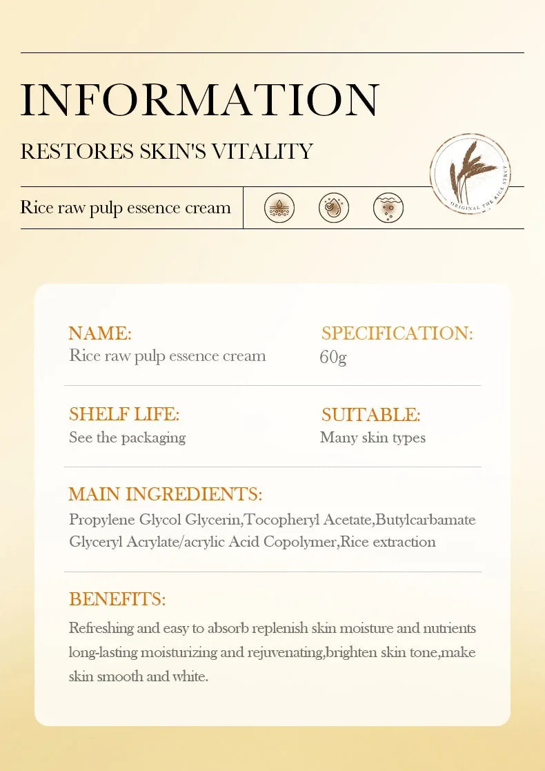 BIOAQUA White Rice Raw Pulp Face Cream Facial Moisturizing Brightening Firming Hydrating Day Creams Facial Cream Face Skin Care