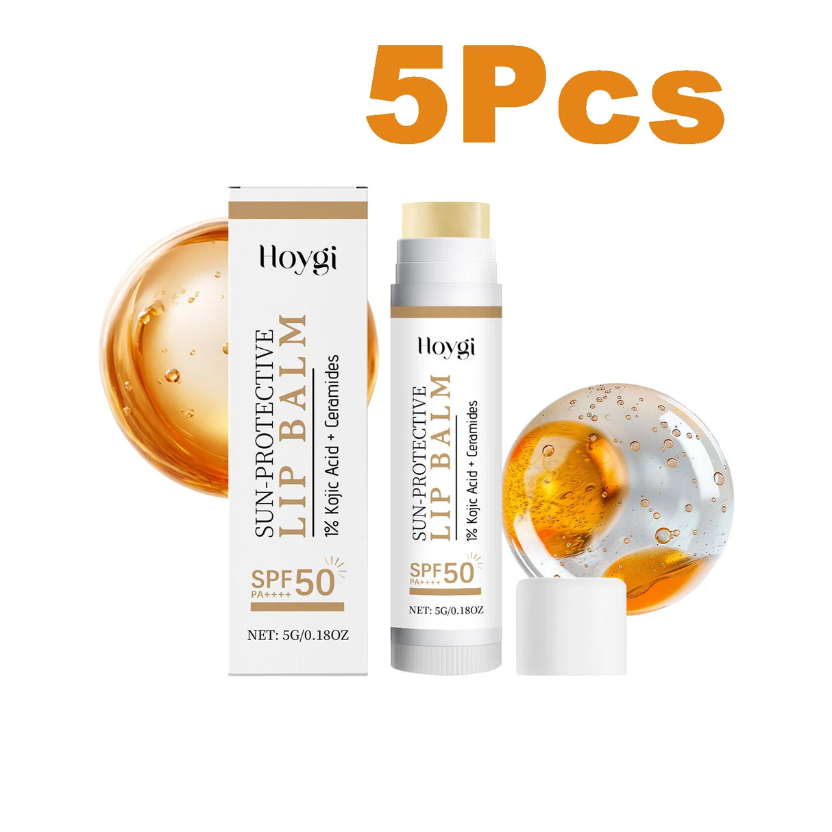 Sun Protective Lip Balm SPF50+ Hydrating Lip Sunblock Fade Lip Lines Nourishing Moisturizing Brighten with Kojic Acid Ceramide