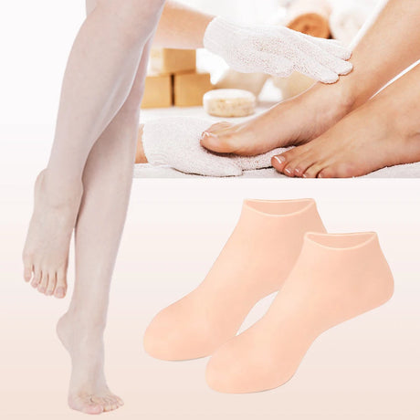 1Pair Silicone Moisturizing Socks Anti Cracking Silicone Exfoliating Socks Anti-Slip Foot Care Tools
