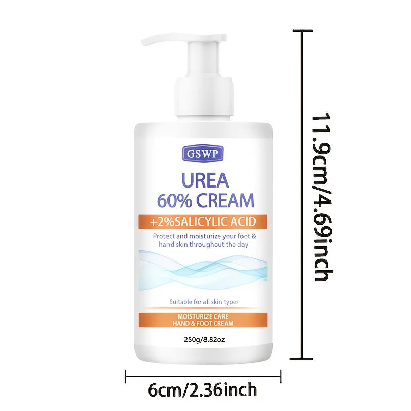 GSWP 60% Urea Moisturising Hand and Foot Cream, Containing Salicylic Acid, Protects and Nourishes Hands and Feet. 250g/500g