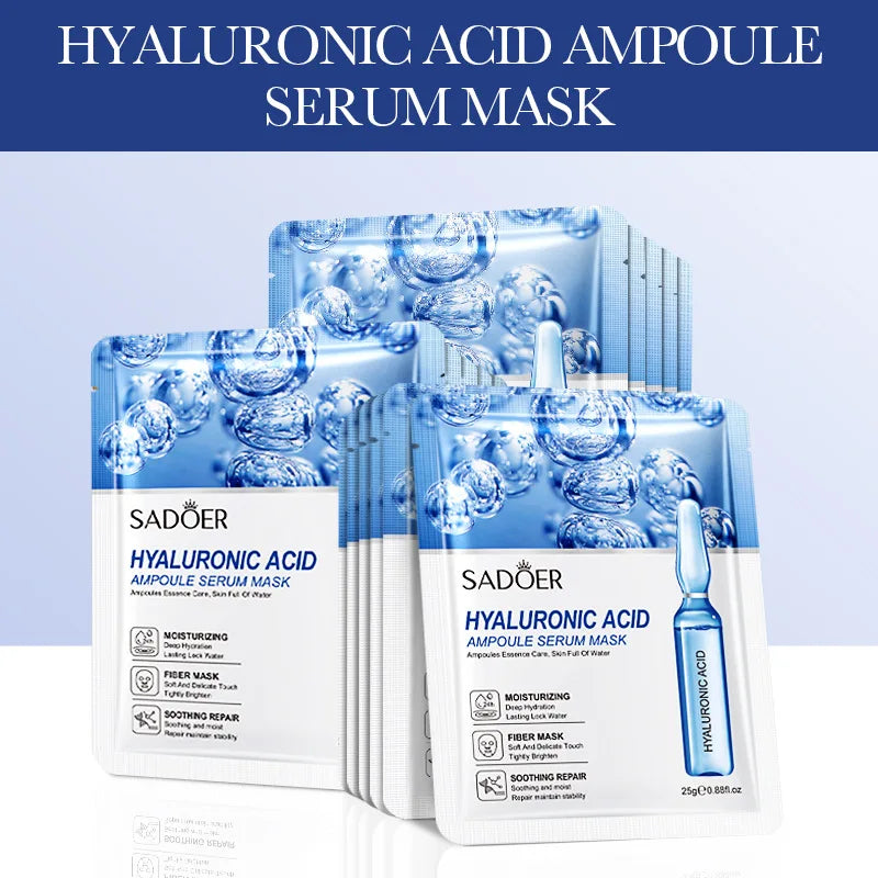 15pcs SADOER 24K Gold Vitamin C Hyaluronic Acid Facial Masks for Face Moisturizing Firming Hydrating Face Mask Facial Skin Care