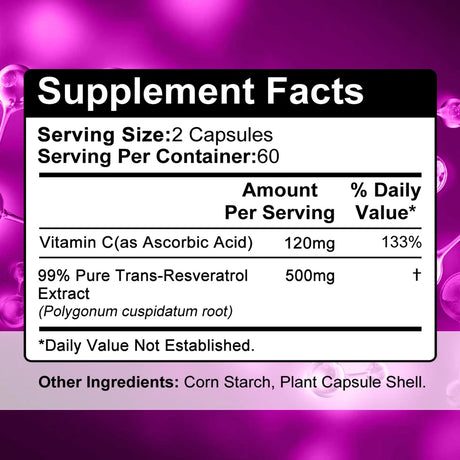Resveratrol - Premium Antioxidant Supplement for Anti-Aging, Immune Support, Brain & Joint Health