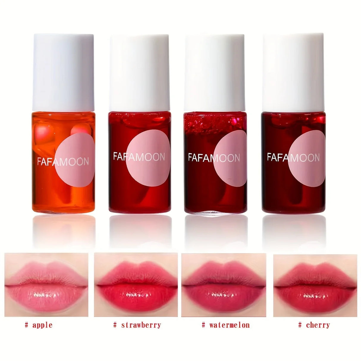 4 Color Fruity Lip Tint Water Gloss Tint, Moisturizing Waterproof Liquid Lipstick, Non-Stick, High Pigment, Long-Lasting Colors