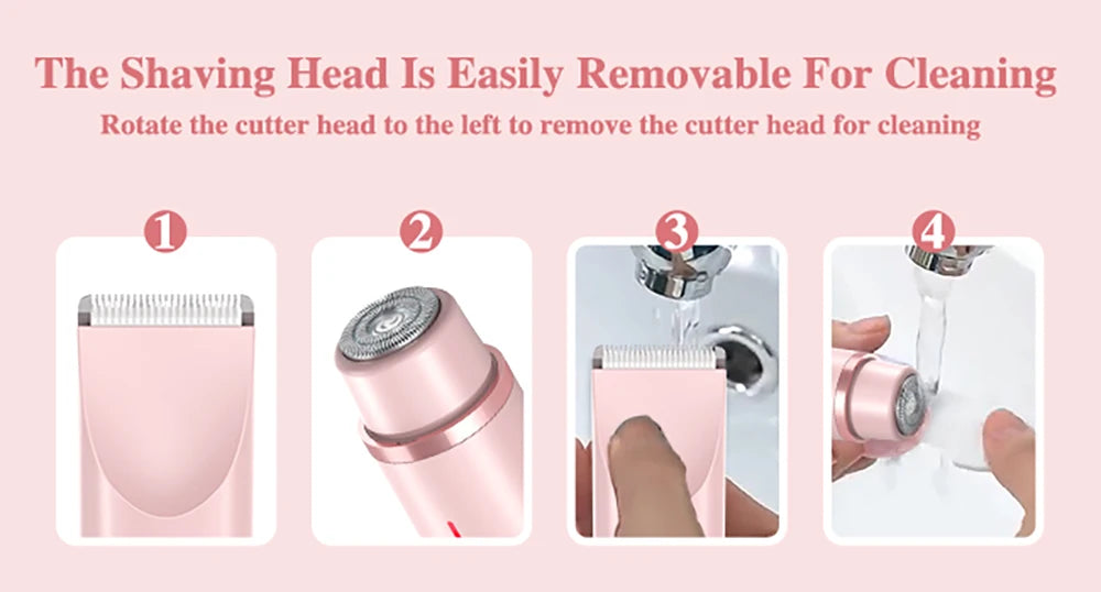 Women Electric Shaver Dual Head Bikini Trimmer Waterproof Body Hair Trimmer Facial Hair Remover for Bikini Underarm Leg Arm