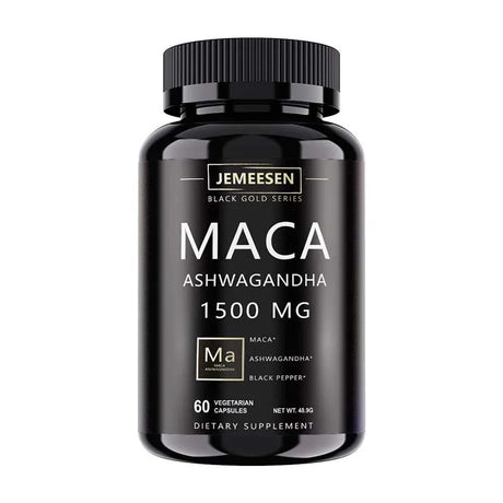 Organic Maca Root Powder Capsules 1500mg containing Maca Root Extract,Ashwagandha,Black Pepper, Supplements for Men