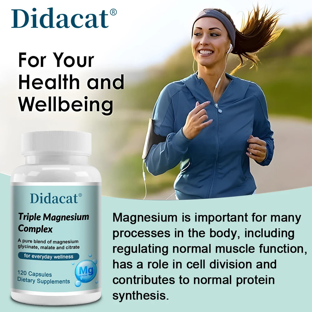 Triple Magnesium Complex Capsules, Supports Bone Strength, Muscle Relaxation, Cardiovascular Wellness and Night Sleep Quality