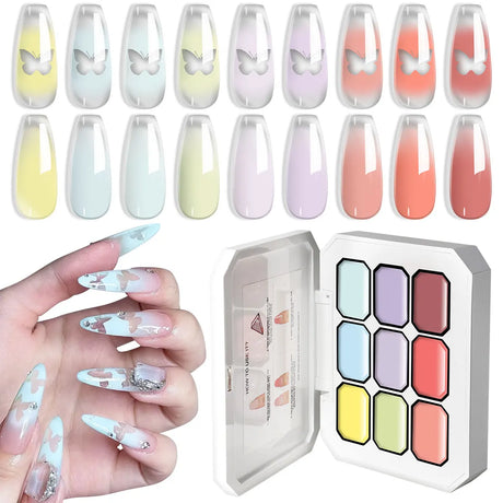 LIMEGIRL 9 Color Gradient Painting Gel Nail Art Design DIY Solid Gel Nail Polish Quickly Carved Petal Nail Painting Gel